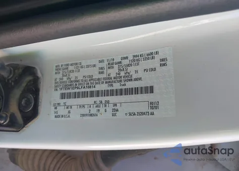 2020 Ford F-150 Xl z USA, uszkodzony, nr VIN 1FTEW1EP9LFA16814